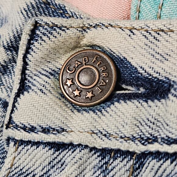 80s Acid Wash Cap Ferrat Denim Blue Jean Pink Blue High Waisted Mom Jeans Size 7 - Picture 13 of 13